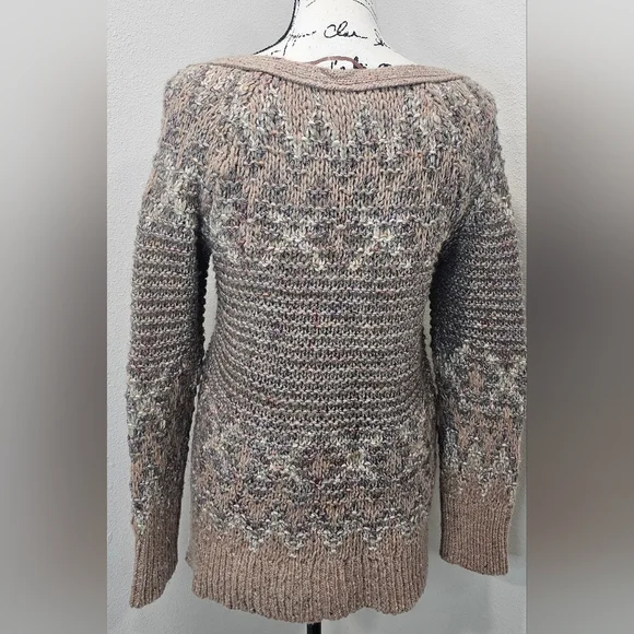 Free People Love Bug Chunky Knit Fair Isle Sweater Boho Wool Blend Size XS - Picture 9 of 15